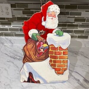 Vintage Die cut Santa Claus Holiday Christmas Decoration large double sided
